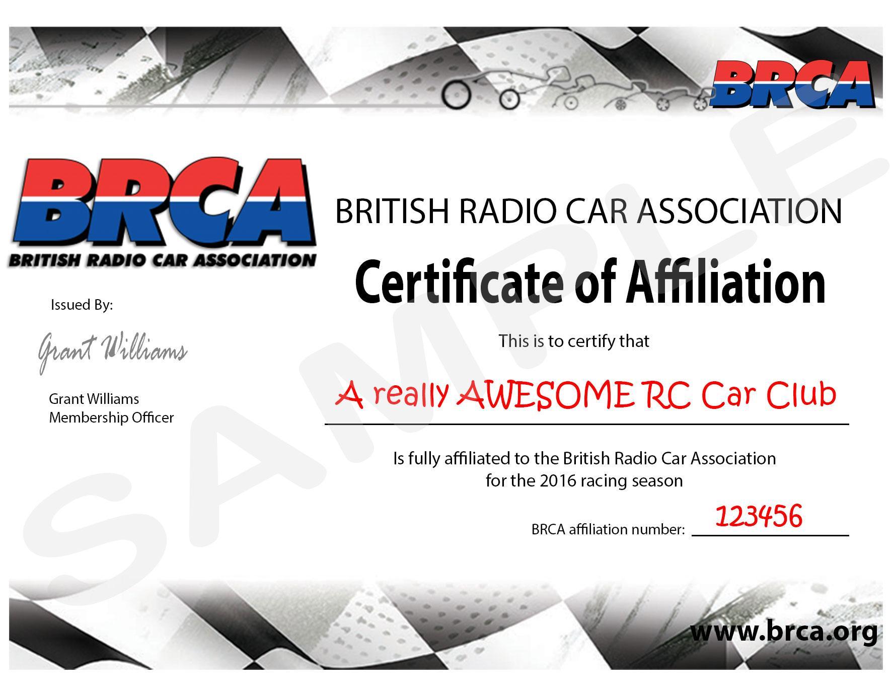 BRCA 2017 Club Affiliation 